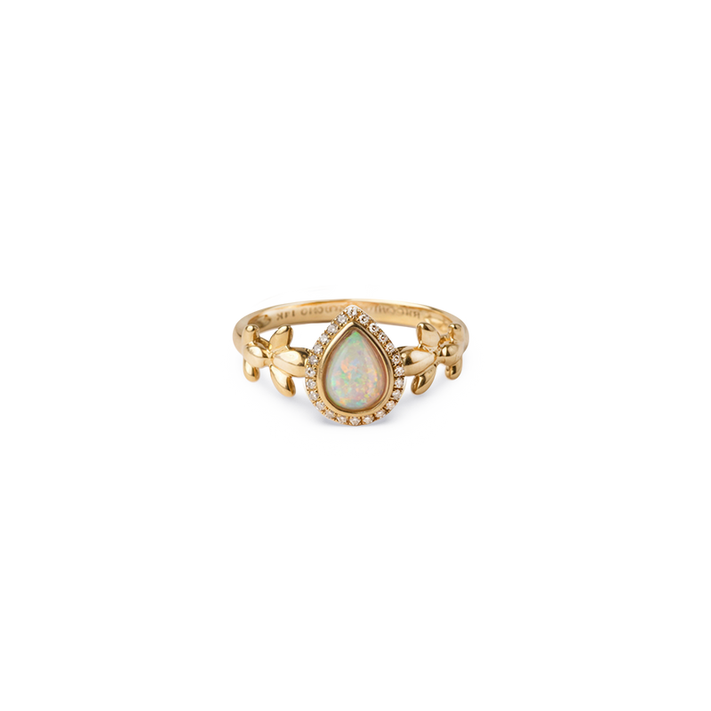 My First Angel Opal and Diamond Halo Ring