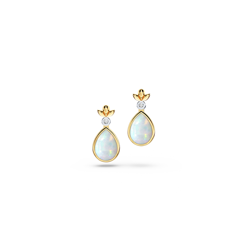 My First Angel Opal and Diamond Halo Earrings