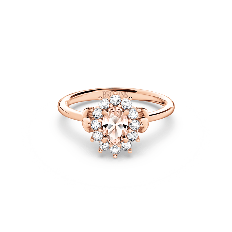 Protea Morganite and Diamond Cluster Ring