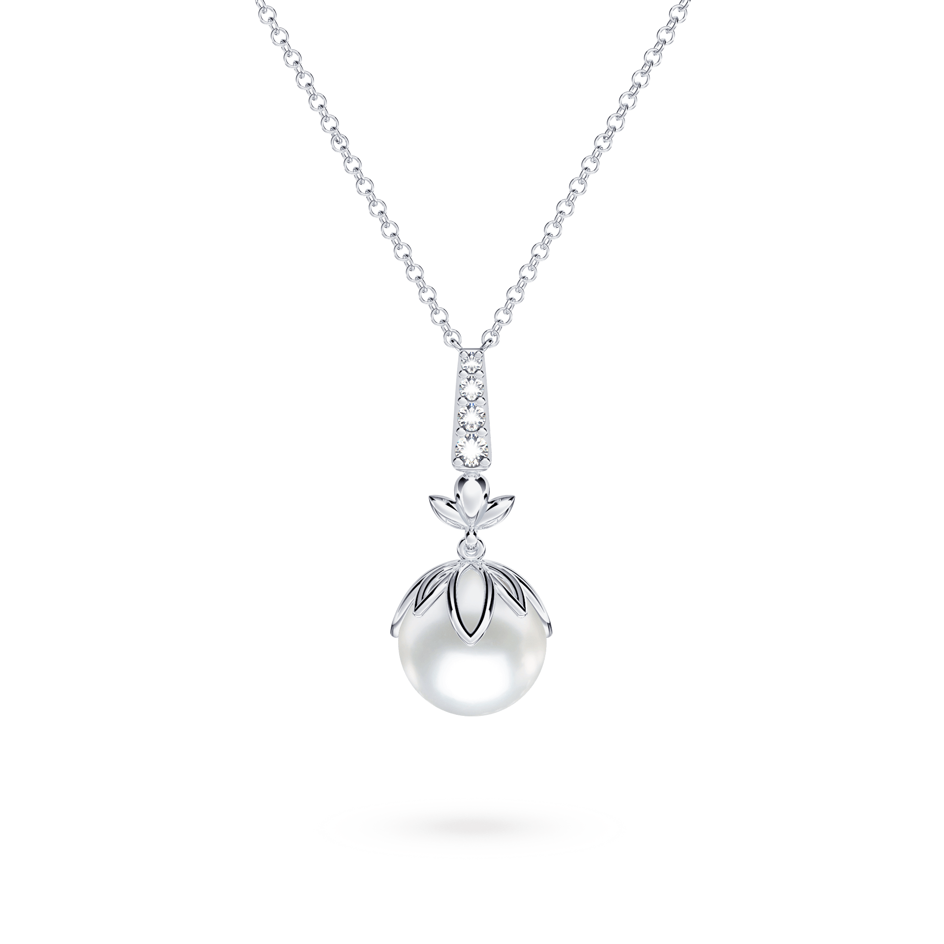 Protea Pearl and Diamond Drop Necklace