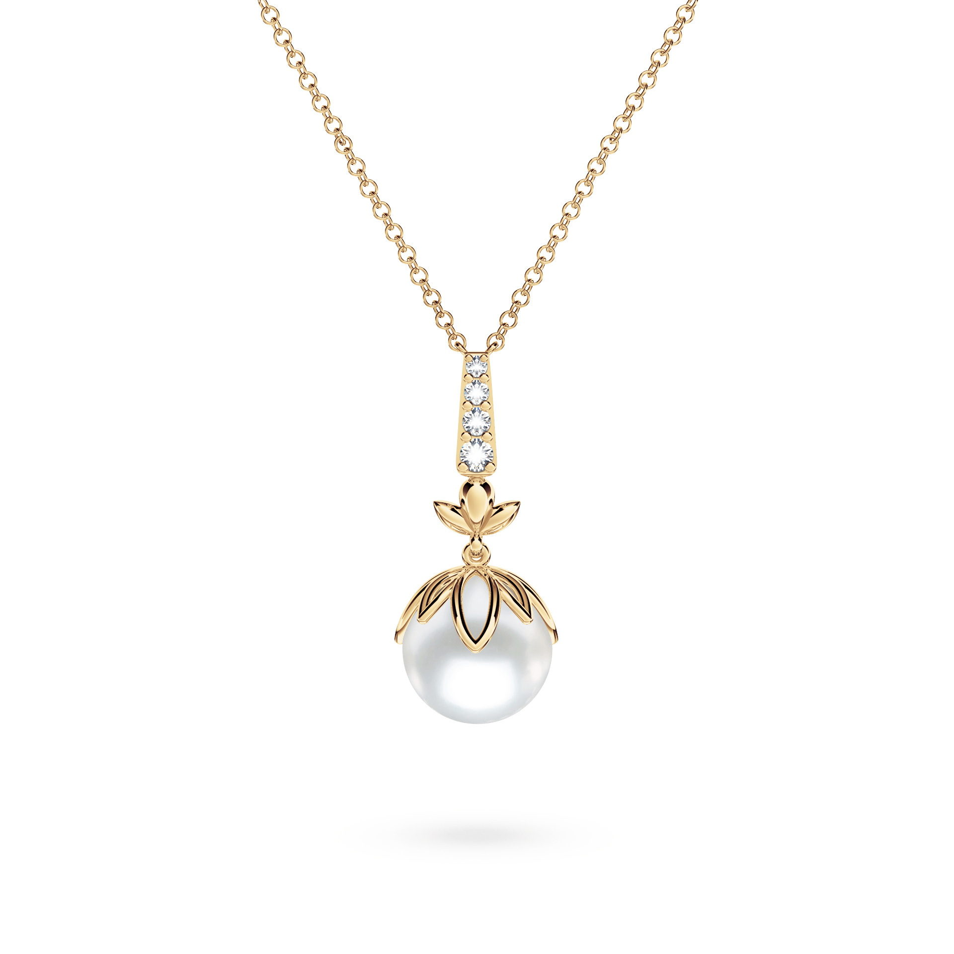 Protea Pearl and Diamond Drop Necklace