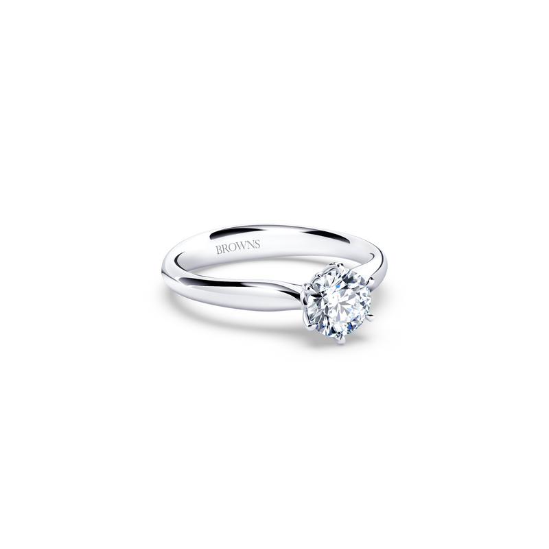 Protea Solitaire Round Brilliant Diamond Ring