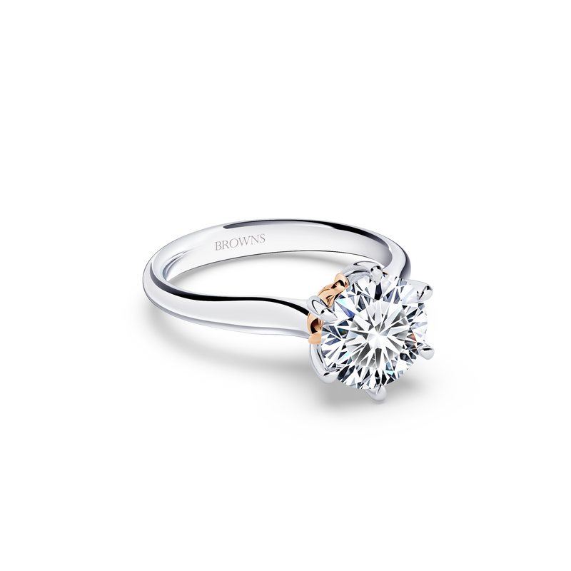 Protea Solitaire Round Brilliant Diamond Ring