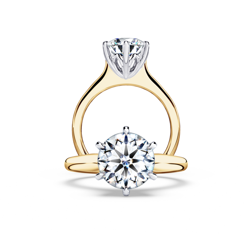 Protea Solitaire Round Brilliant Diamond Engagement Ring Yellow