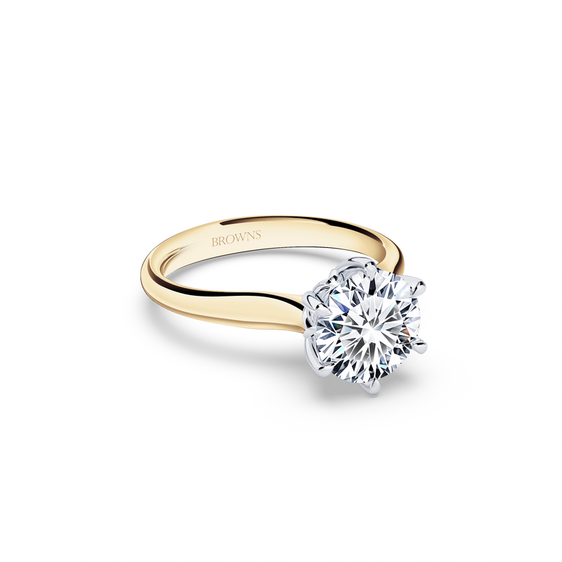 Protea Solitaire Round Brilliant Diamond Ring