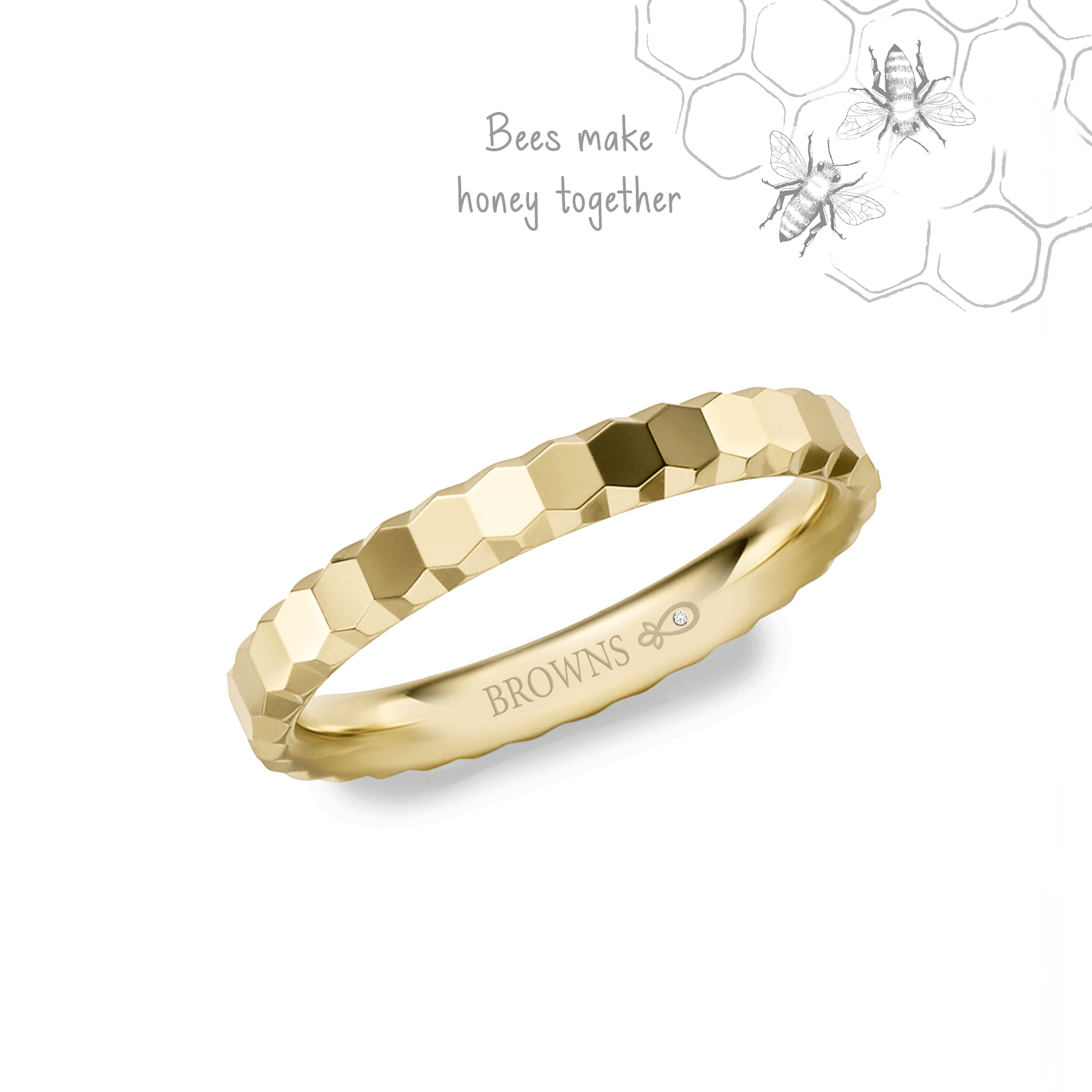 Faceted Honeycomb Wedding Band Ring
