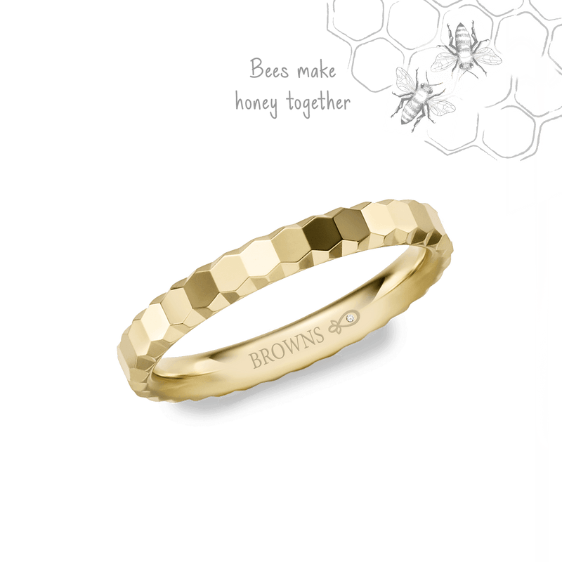 Faceted Honeycomb Wedding Band Ring