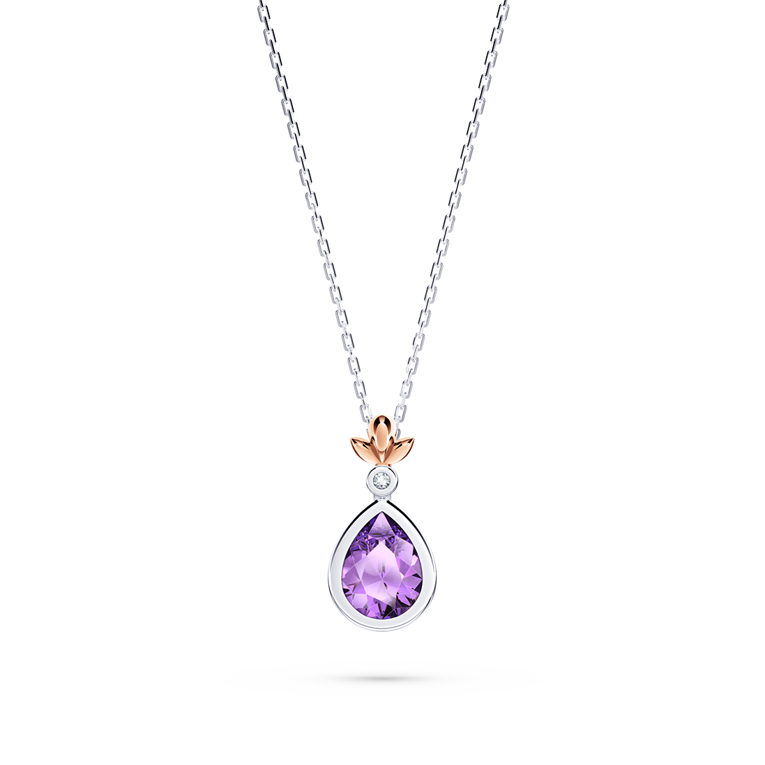 My First Angel Amethyst and Diamond Necklace