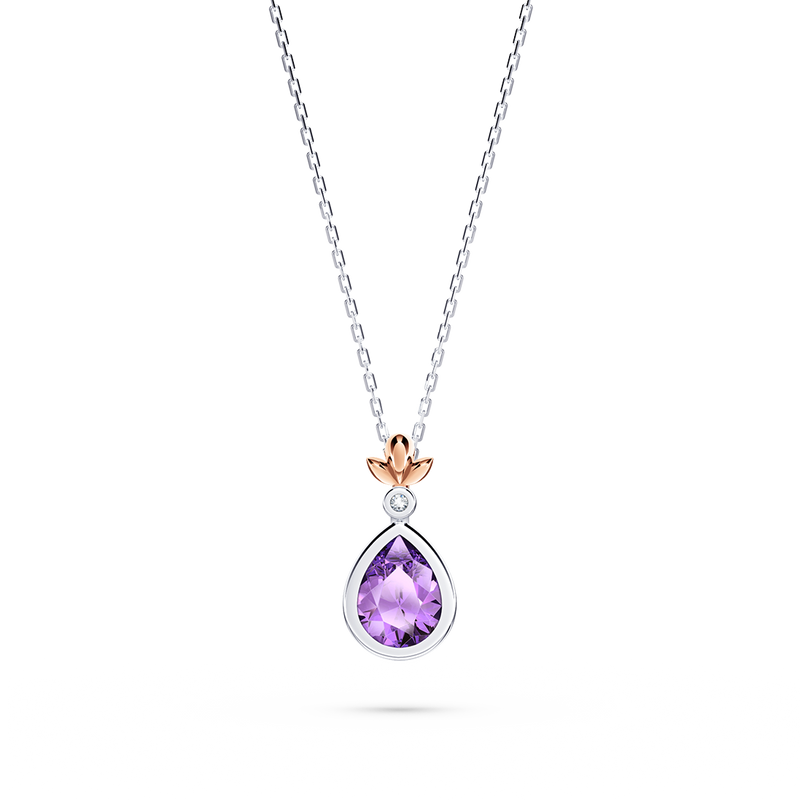 My First Angel Amethyst and Diamond Necklace