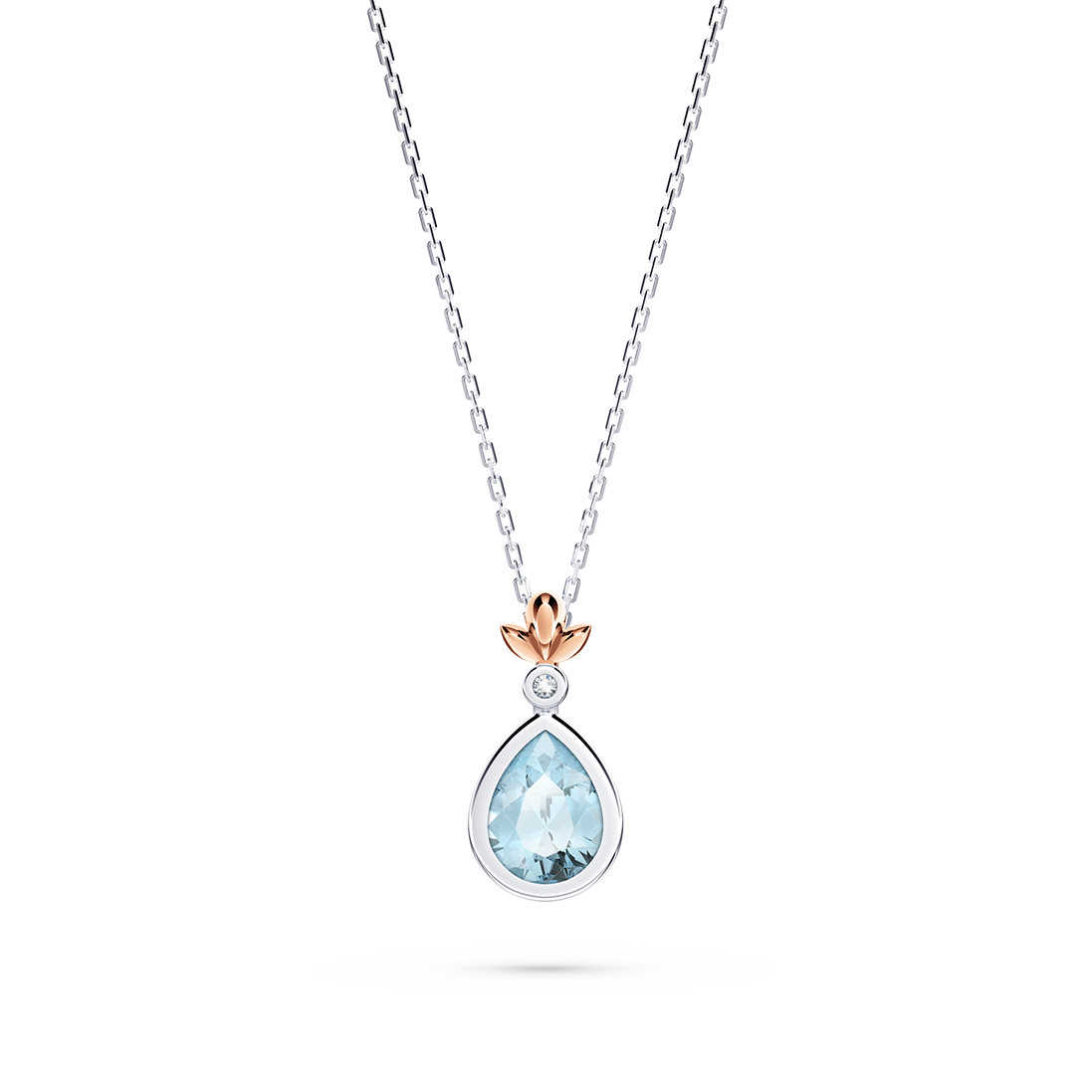 My First Angel Aquamarine and Diamond Necklace