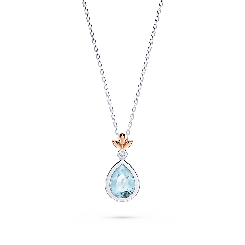 My First Angel Aquamarine and Diamond Necklace