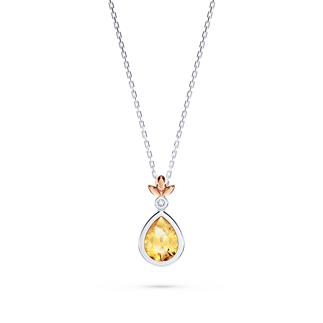 My First Angel Citrine and Diamond Necklace