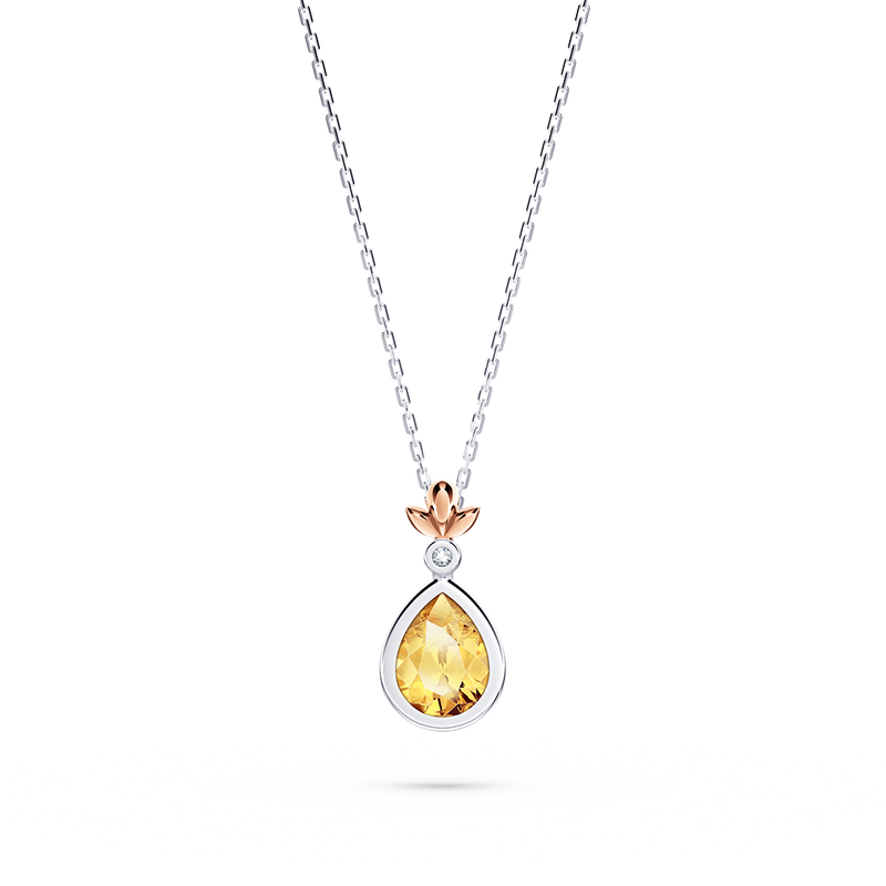 My First Angel Citrine and Diamond Necklace