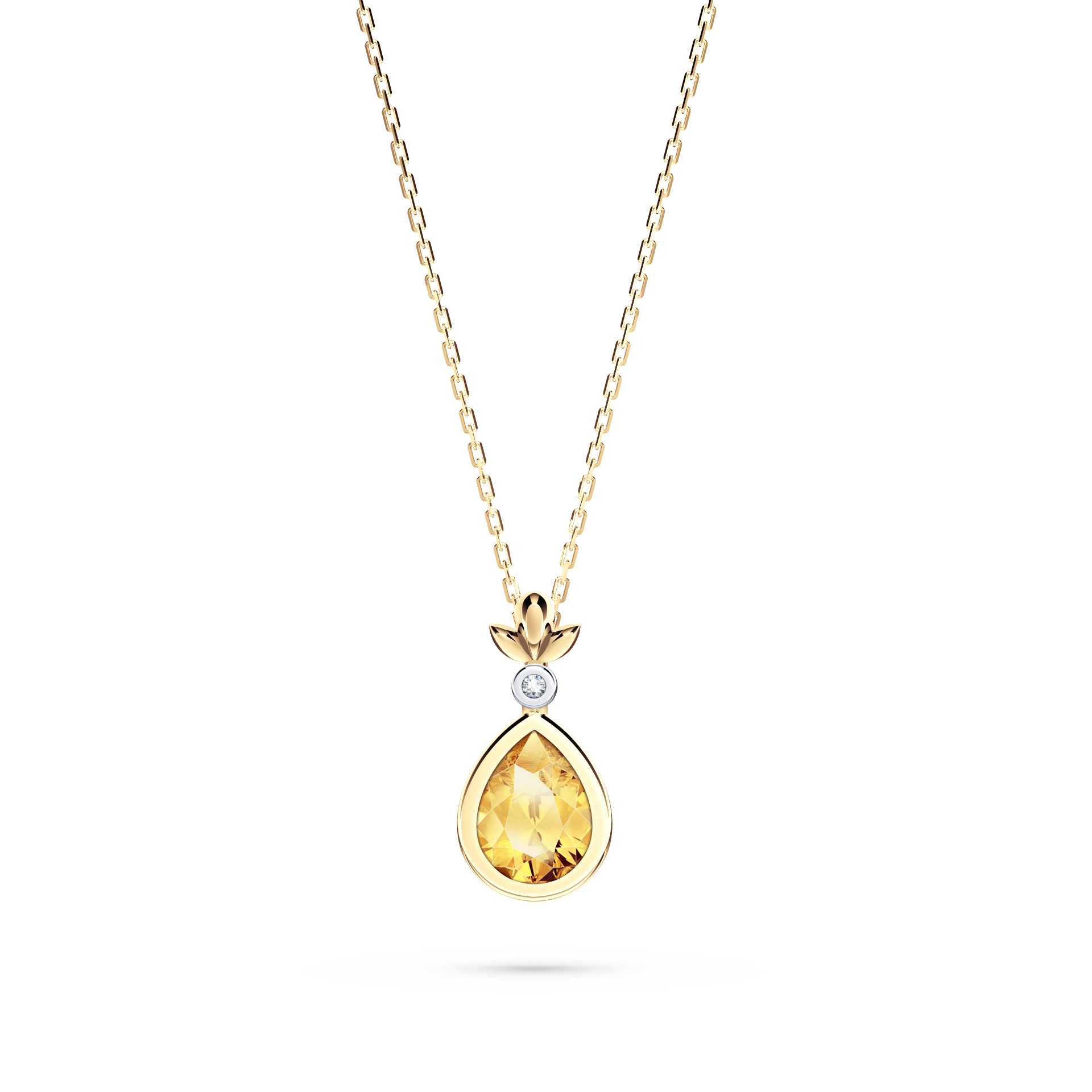 My First Angel Citrine and Diamond Necklace