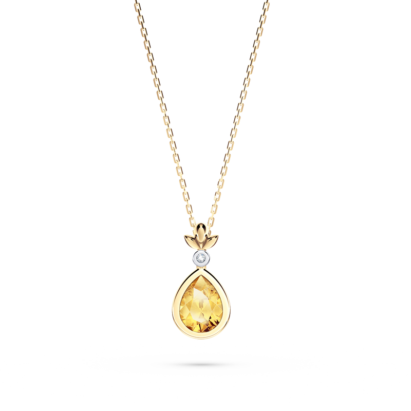 My First Angel Citrine and Diamond Necklace