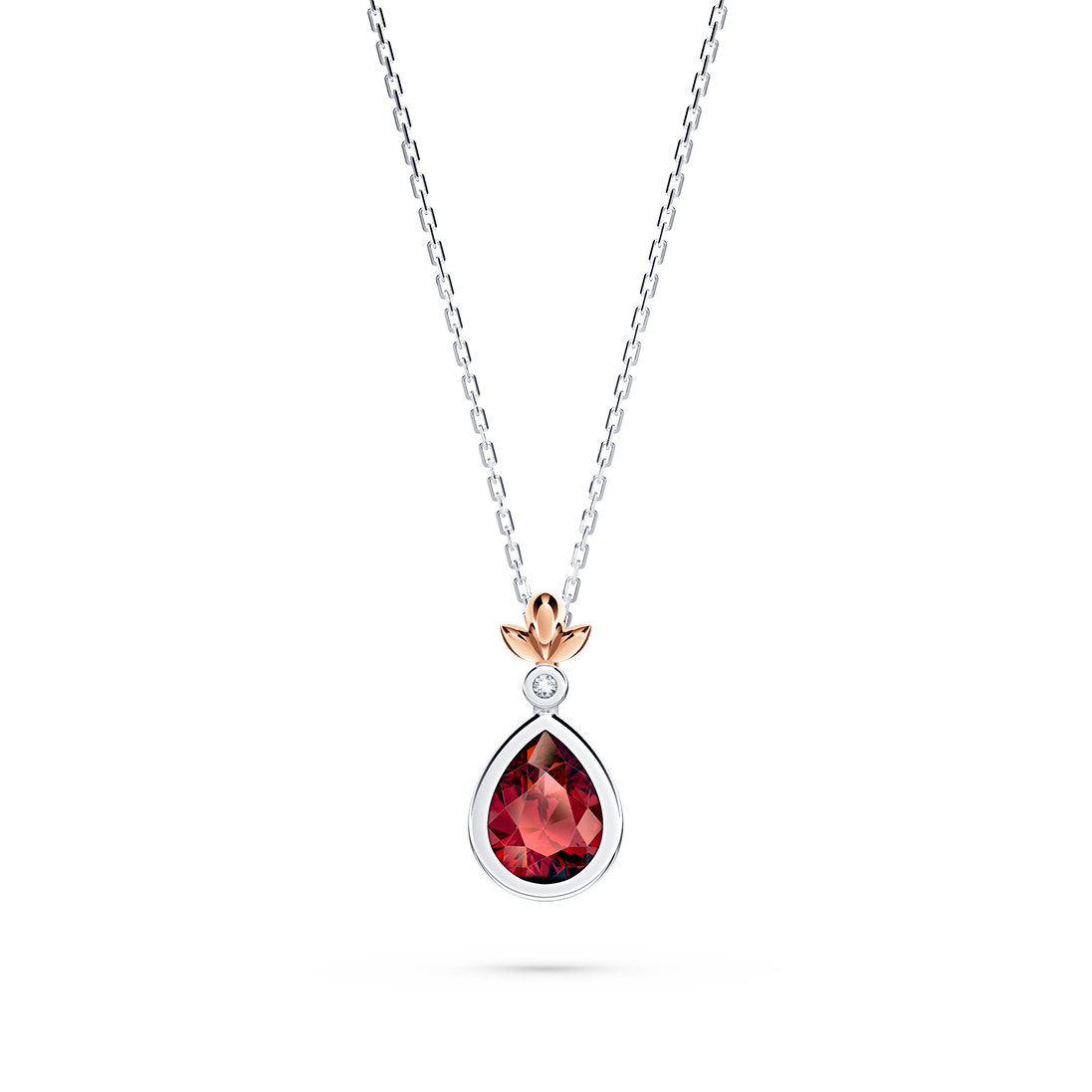 My First Angel Garnet and Diamond Necklace