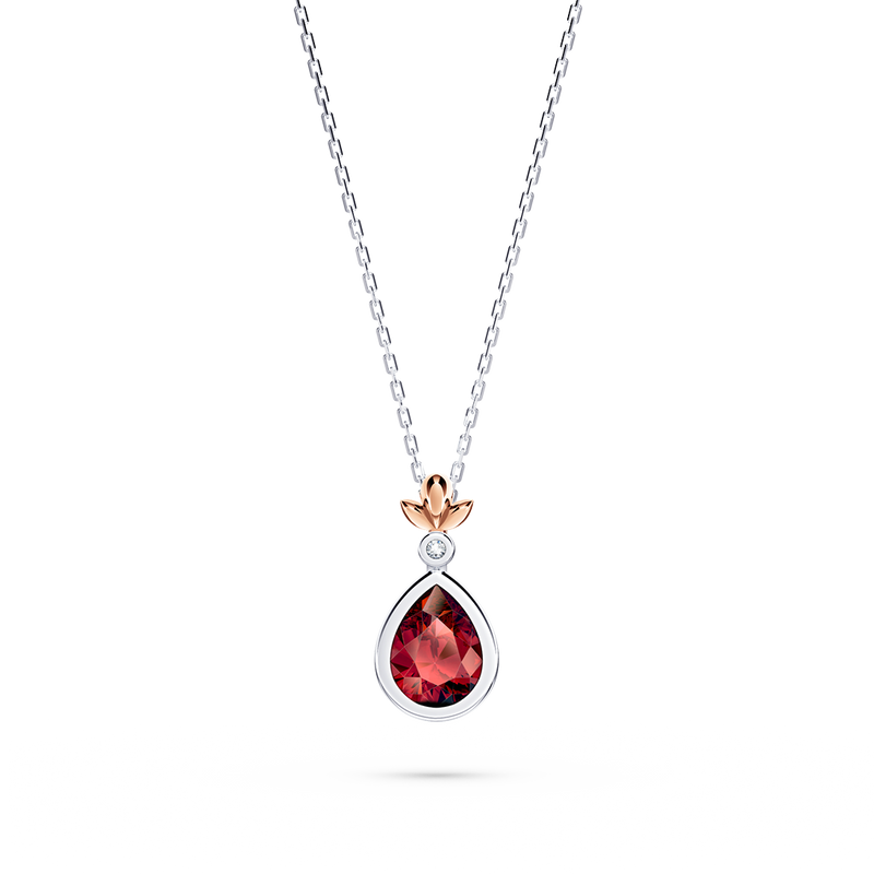 My First Angel Garnet and Diamond Necklace