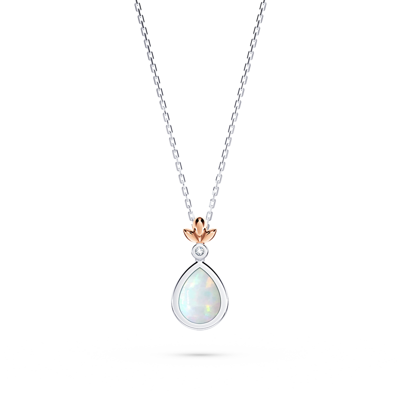 My First Angel Opal and Diamond Necklace