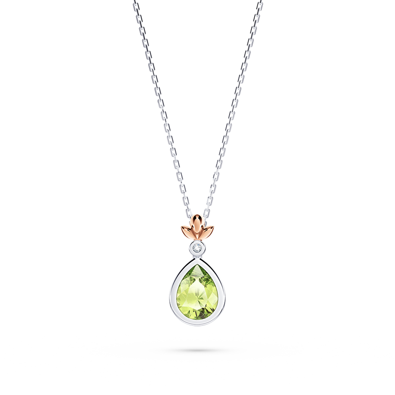 My First Angel Peridot and Diamond Necklace