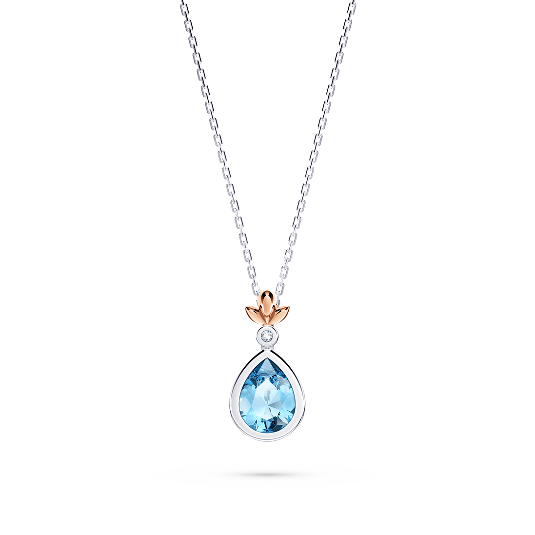 My First Angel Blue Topaz and Diamond Necklace