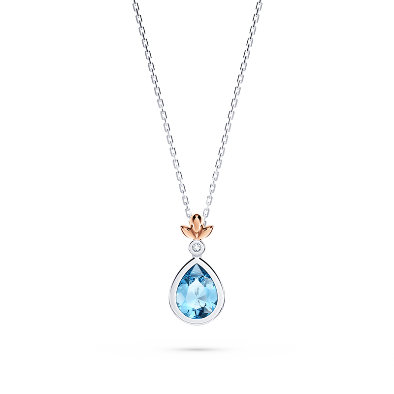 My First Angel Blue Topaz and Diamond Necklace