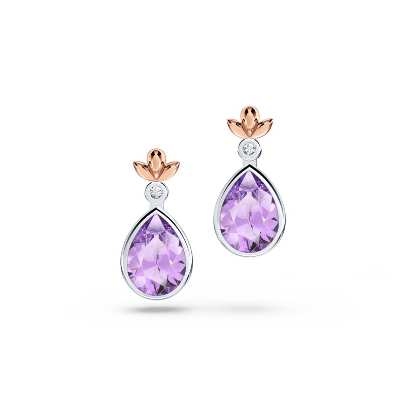 My First Angel Amethyst and Diamond Earrings