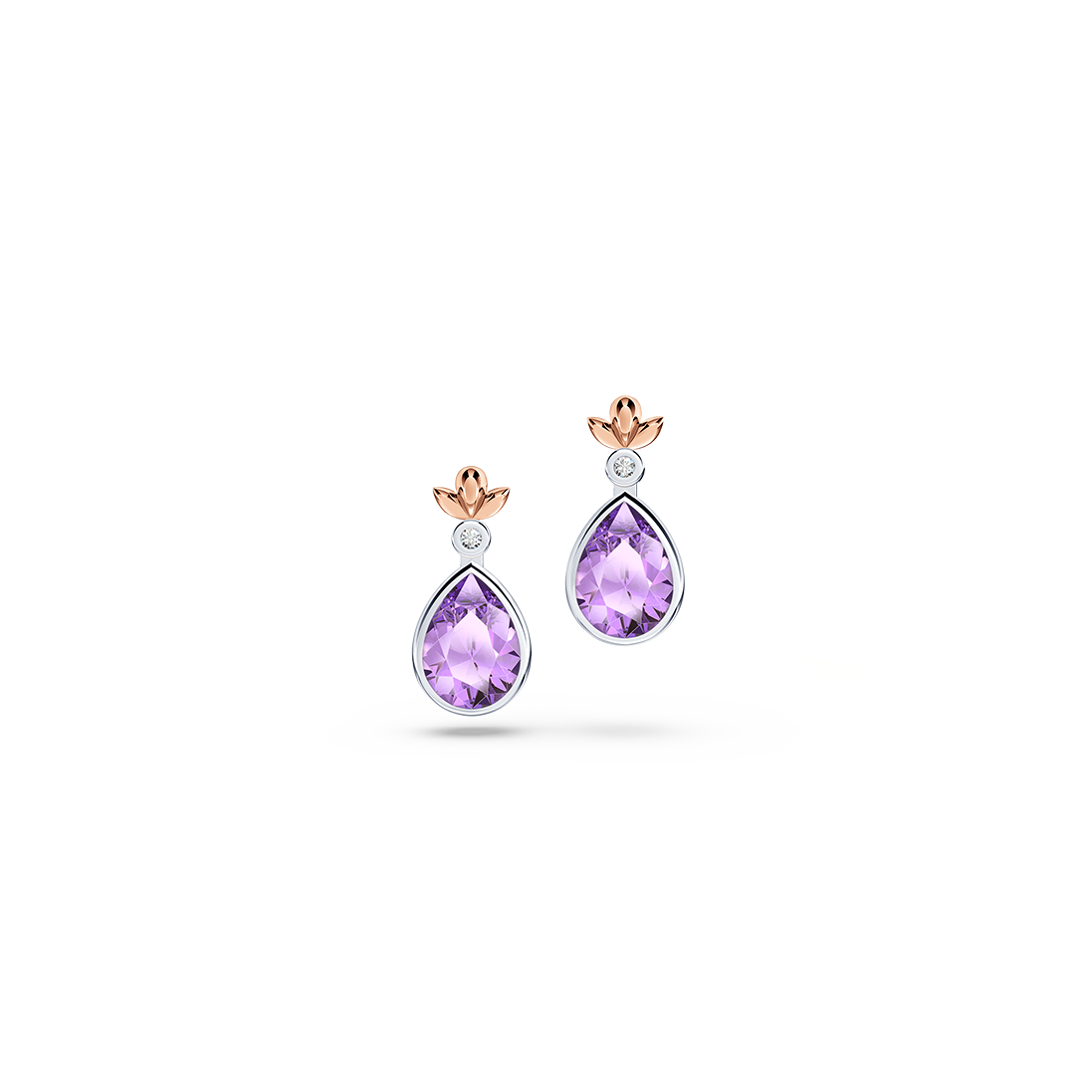 My First Angel Amethyst and Diamond Earrings