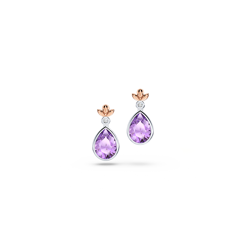 My First Angel Amethyst and Diamond Earrings