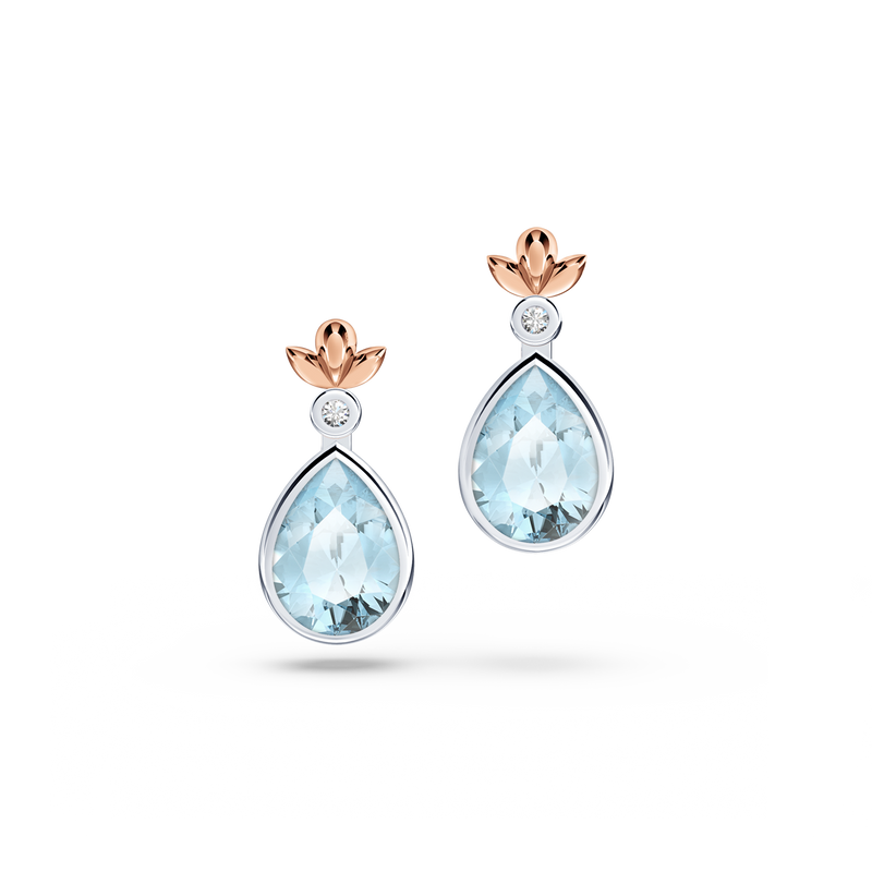 My First Angel Aquamarine and Diamond Earrings