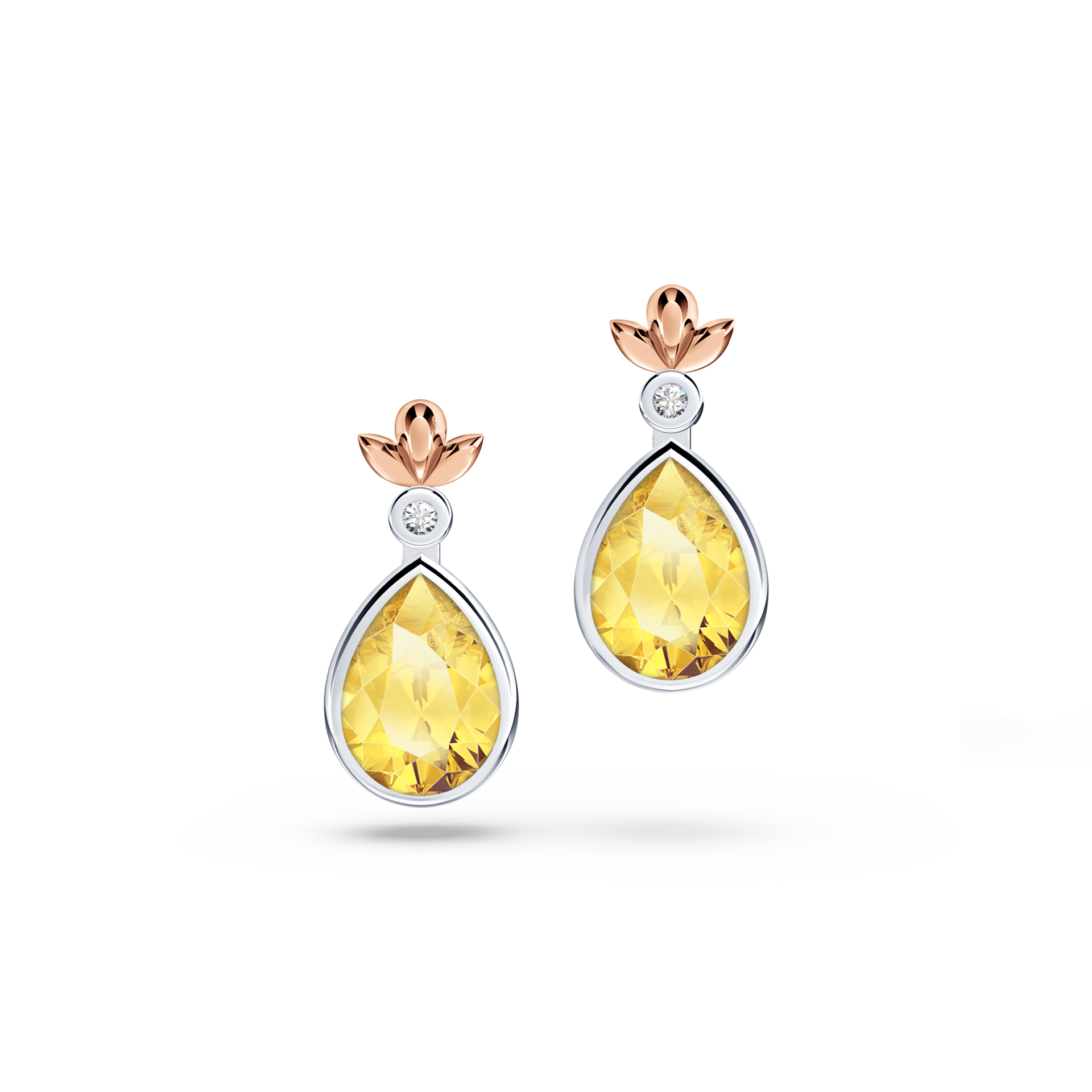 My First Angel Citrine and Diamond Earrings