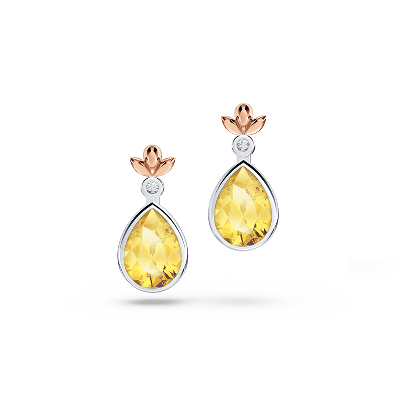 My First Angel Citrine and Diamond Earrings
