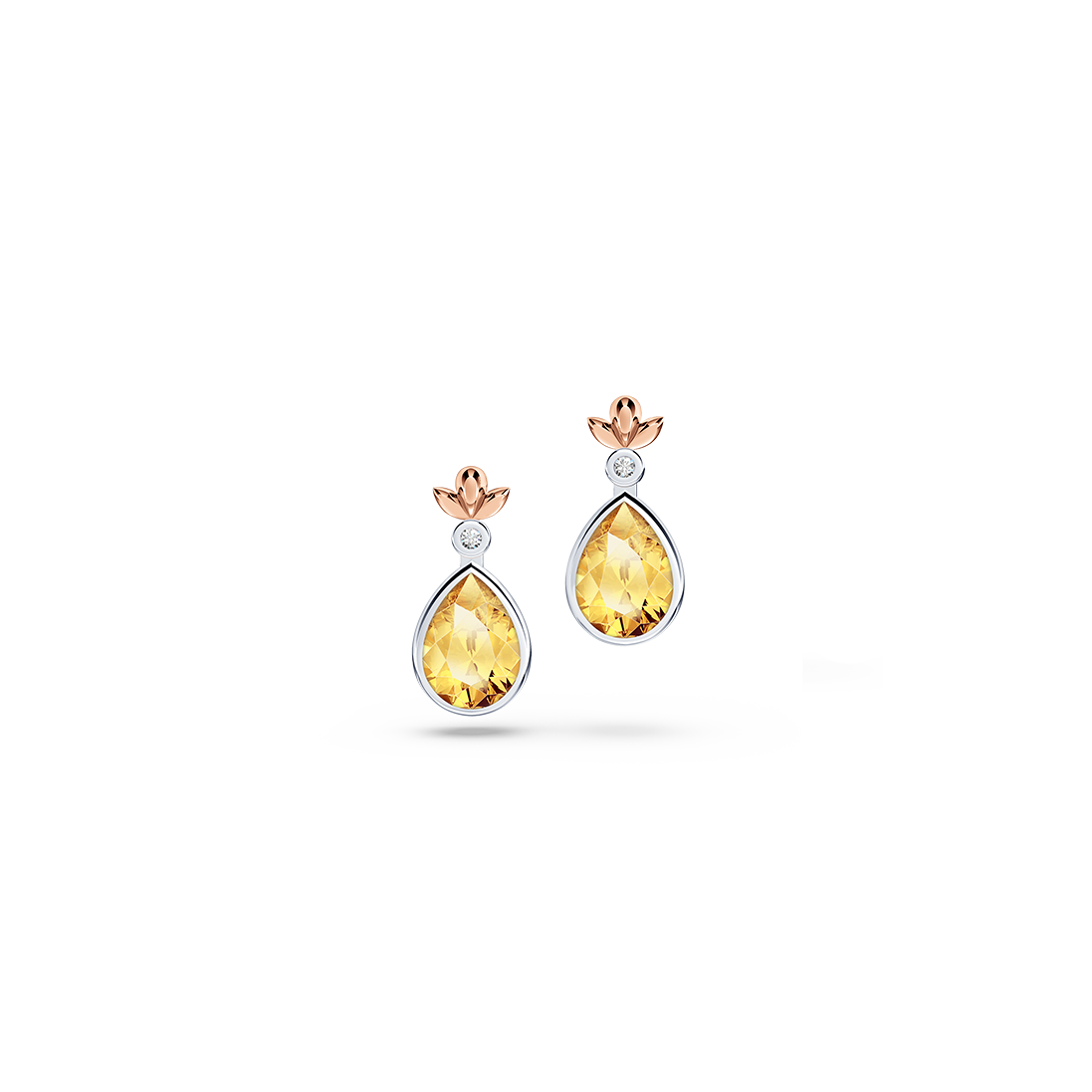 My First Angel Citrine and Diamond Earrings