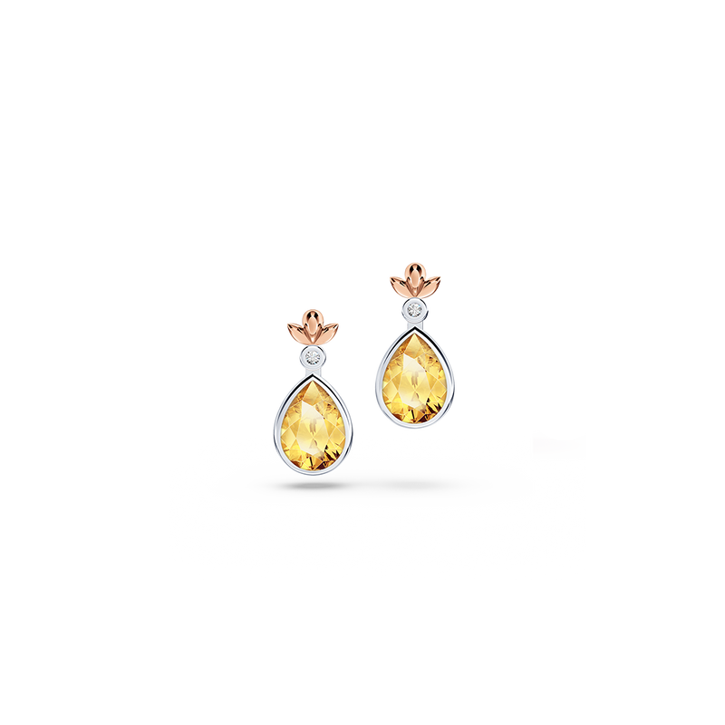 My First Angel Citrine and Diamond Earrings