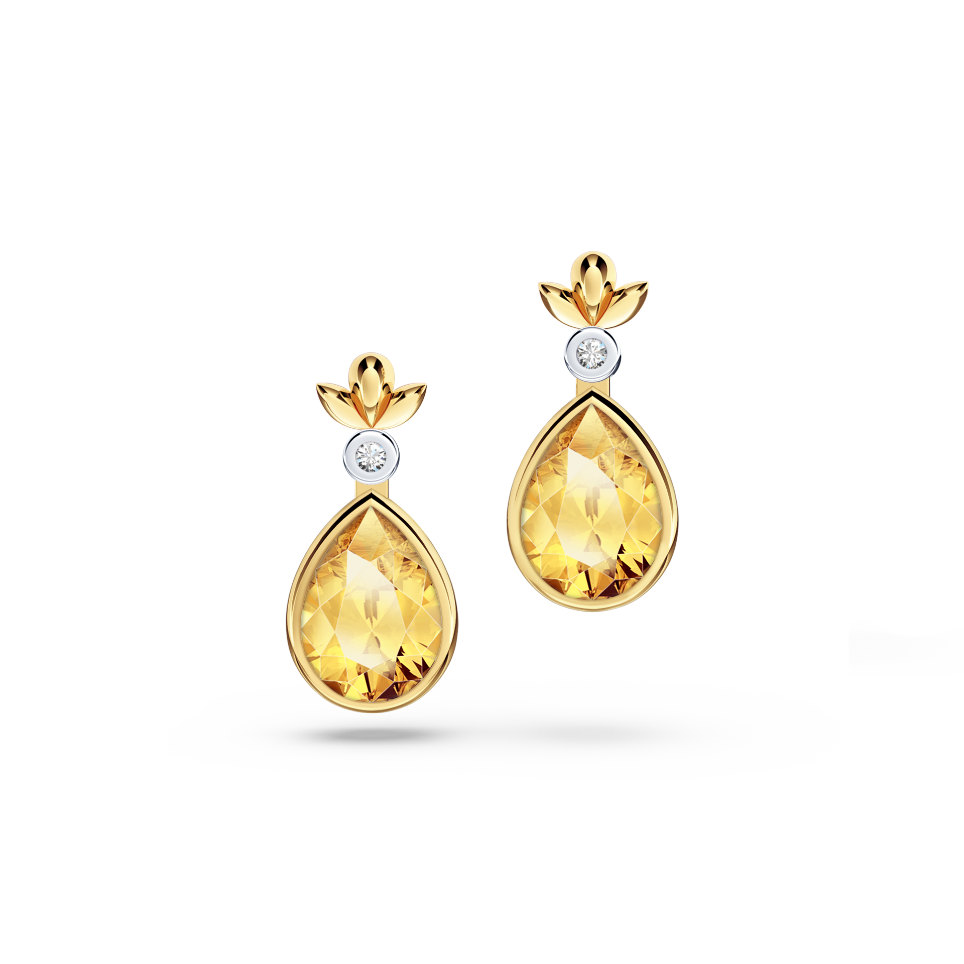 My First Angel Citrine and Diamond Earrings