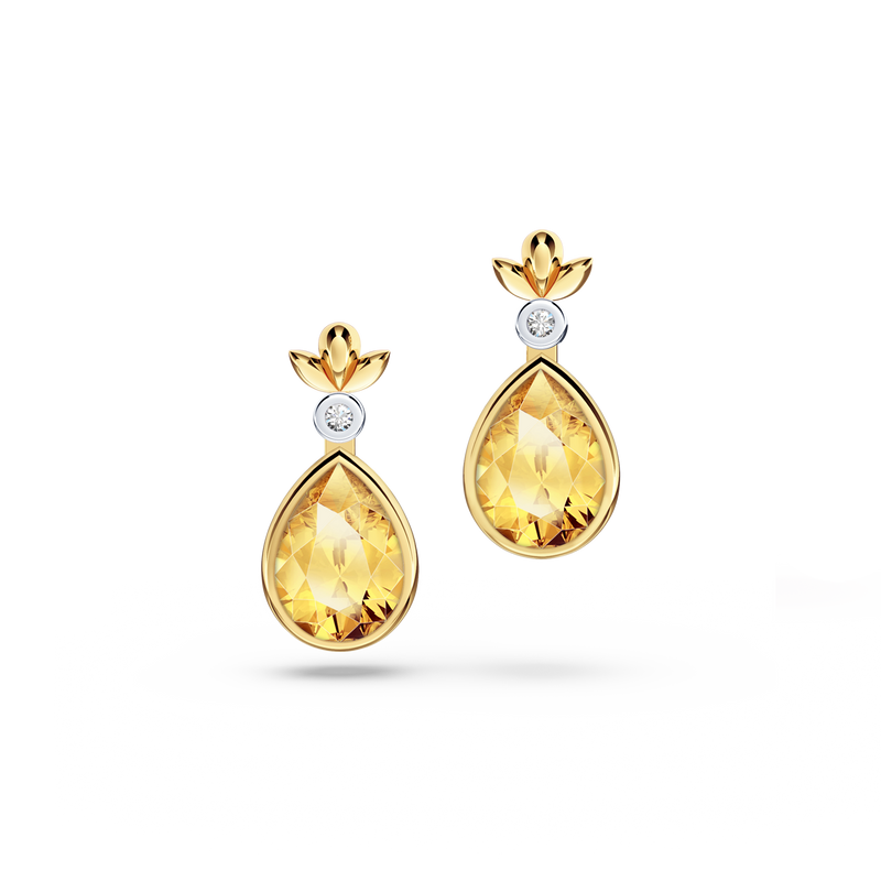 My First Angel Citrine and Diamond Earrings