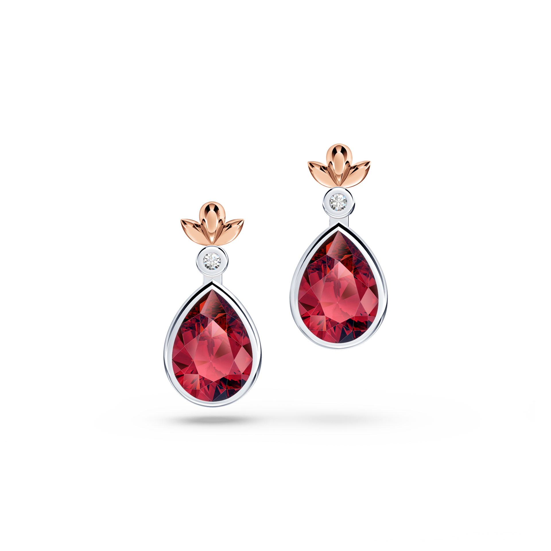 My First Angel Garnet and Diamond Earrings