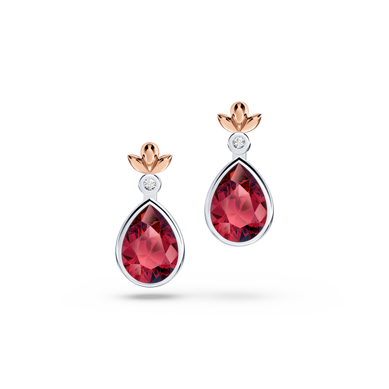 My First Angel Garnet and Diamond Earrings