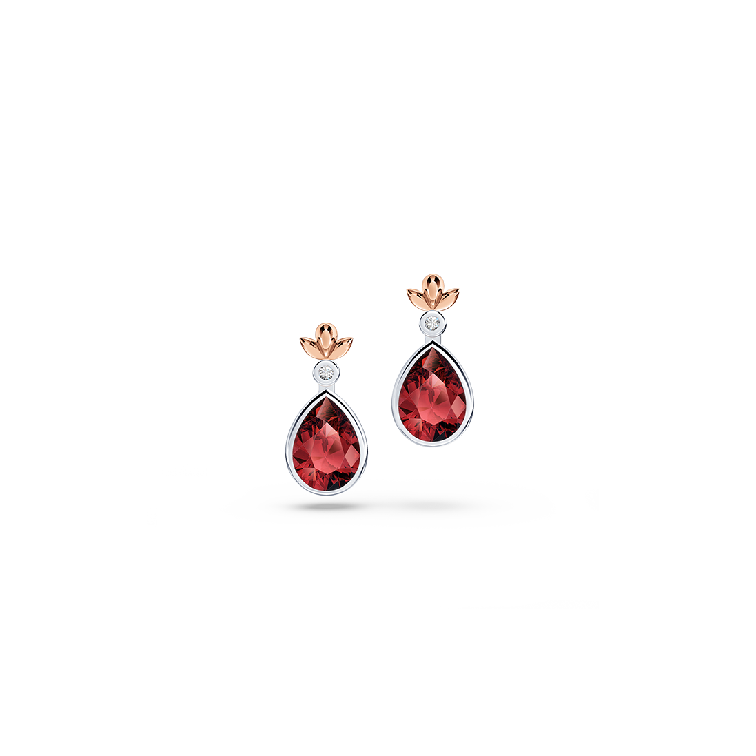 My First Angel Garnet and Diamond Earrings