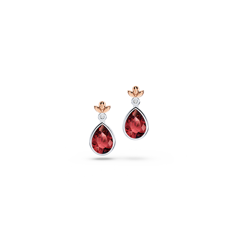 My First Angel Garnet and Diamond Earrings