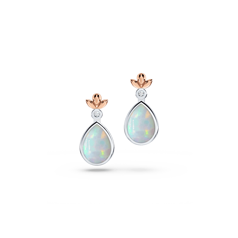 My First Angel Opal and Diamond Earrings