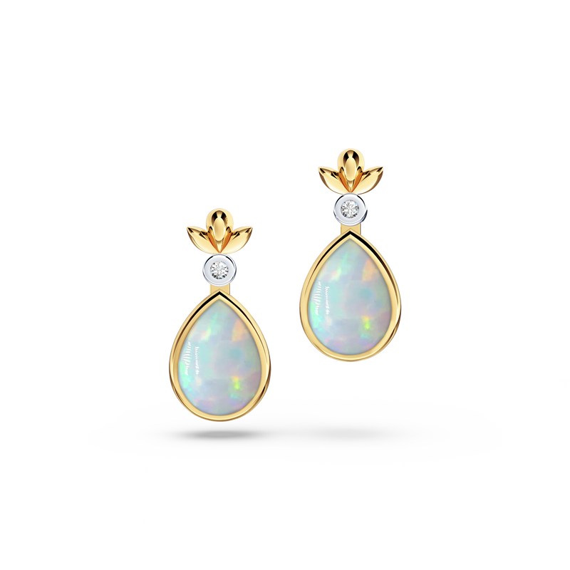 My First Angel Opal and Diamond Earrings
