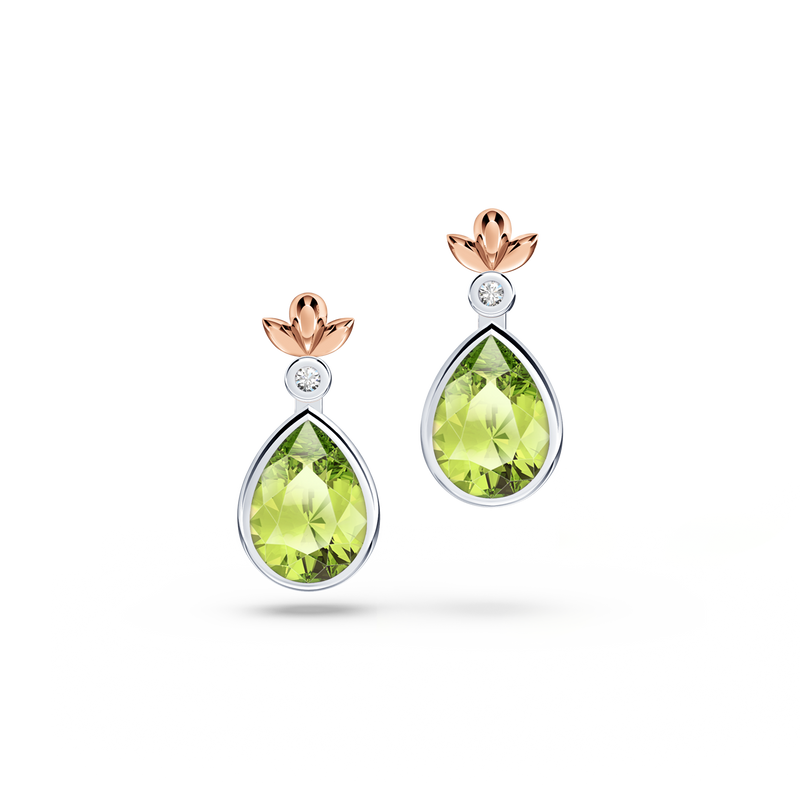 My First Angel Peridot and Diamond Earrings