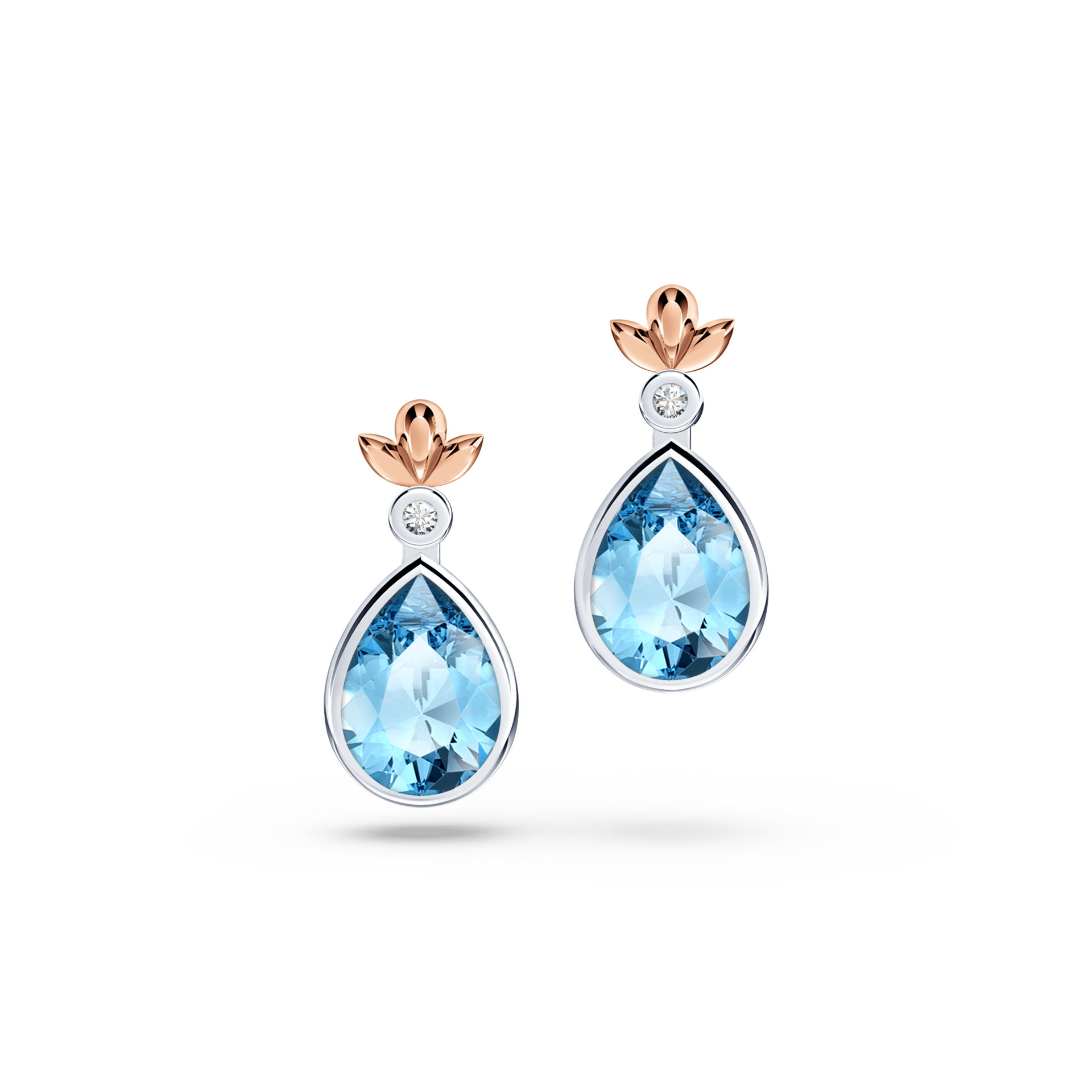 My First Angel Blue Topaz and Diamond Earrings