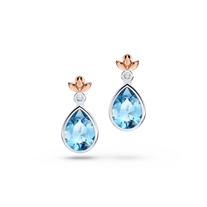 My First Angel Blue Topaz and Diamond Earrings