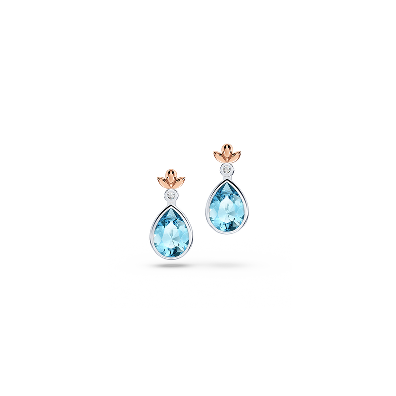 My First Angel Blue Topaz and Diamond Earrings
