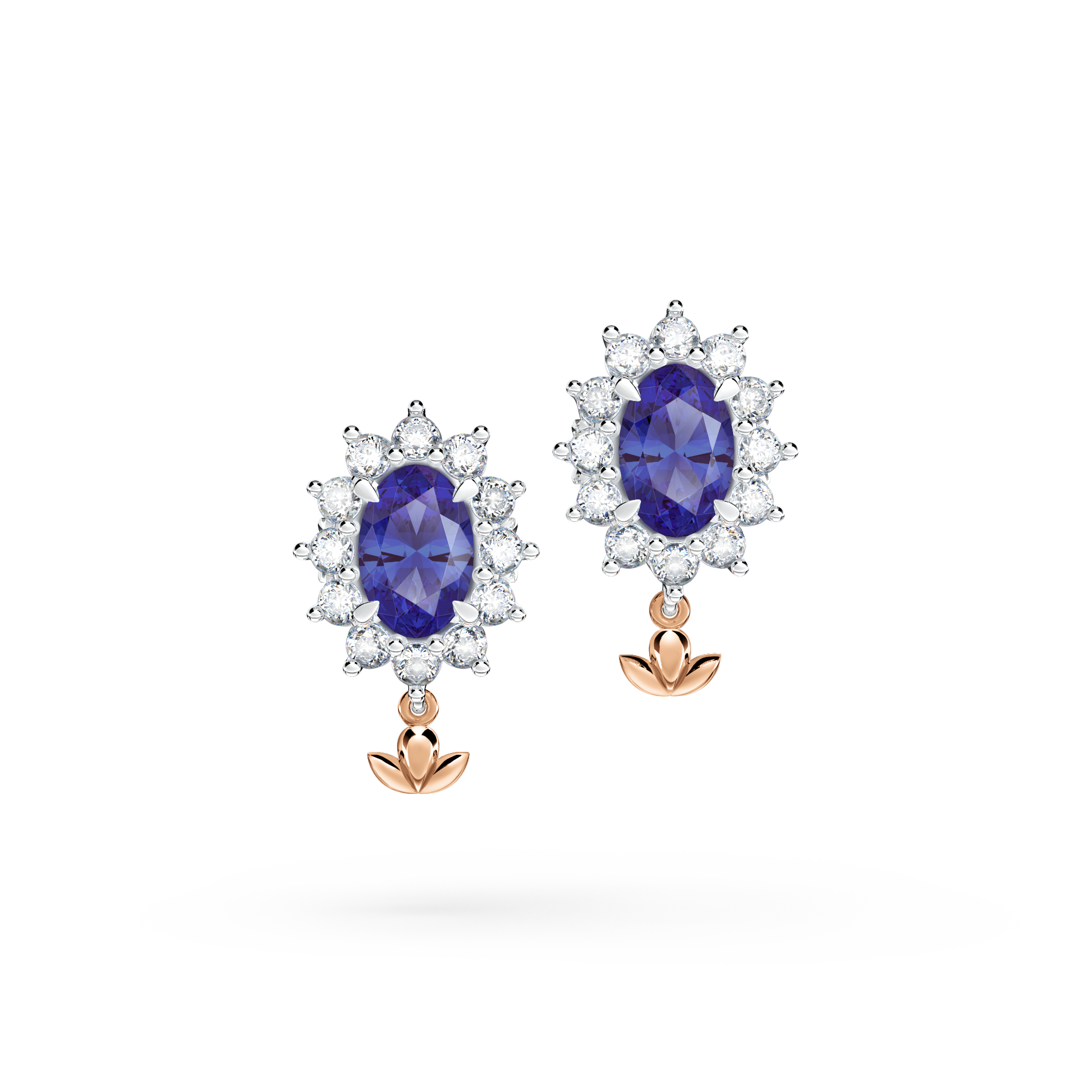 Royal Tanzanite and Diamond Cluster Earrings