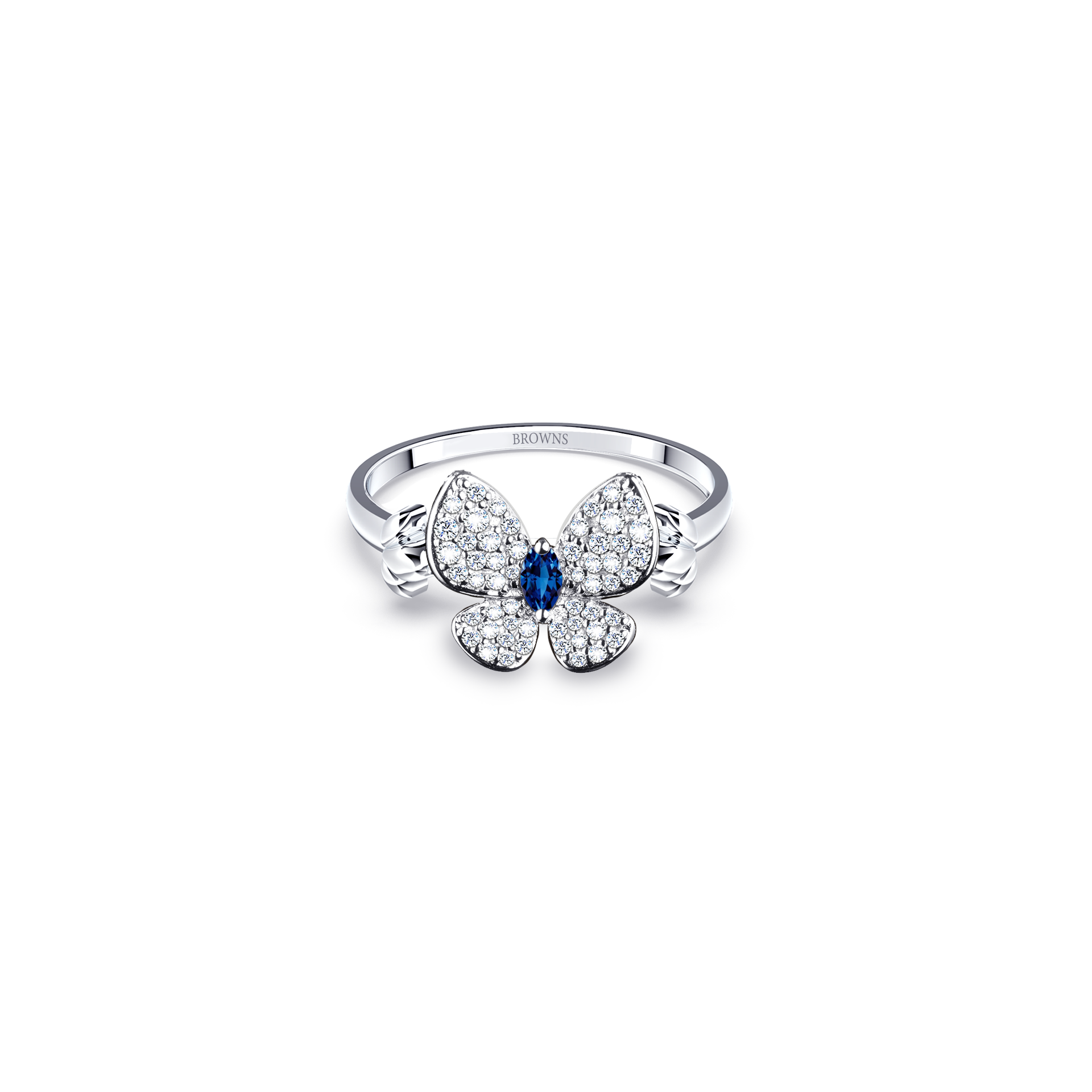 BUTTERFLY DIAMOND AND SAPPHIRE RING