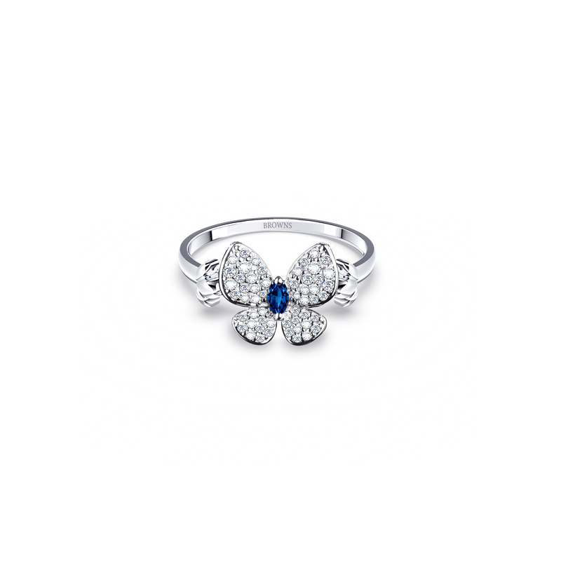 BUTTERFLY DIAMOND AND SAPPHIRE RING