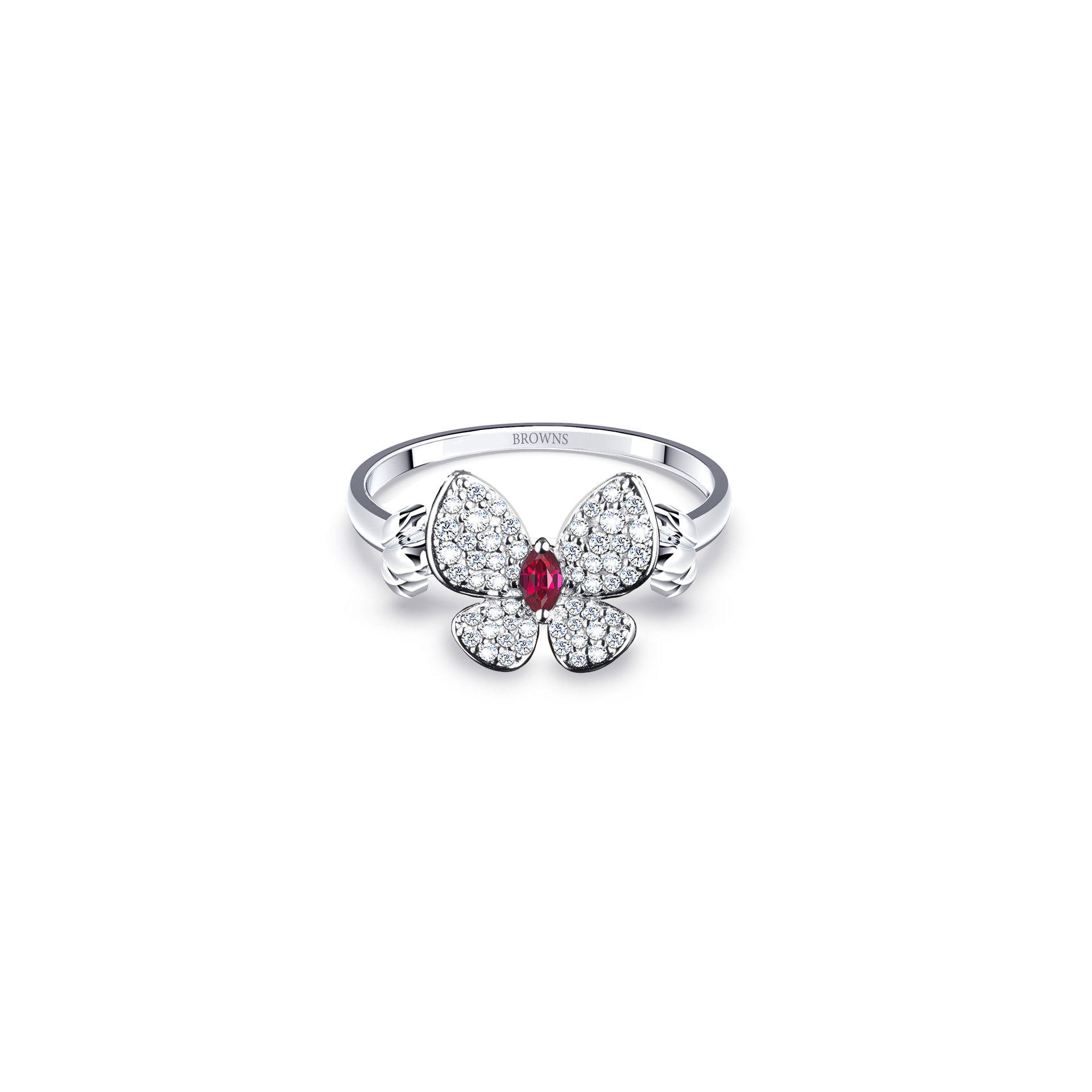 BUTTERFLY DIAMOND AND RUBY RING