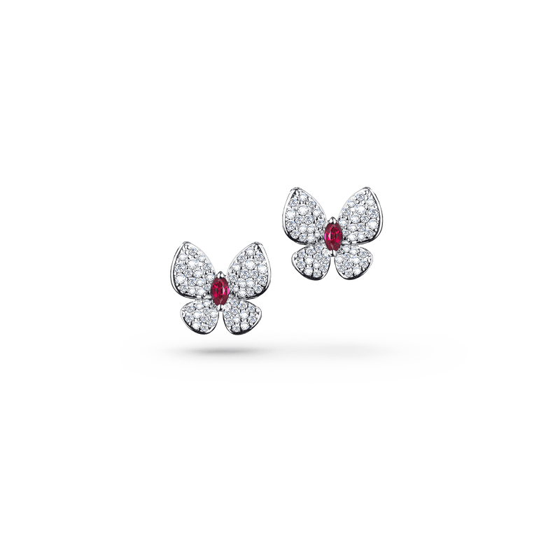 Butterfly Diamond and Ruby Earrings